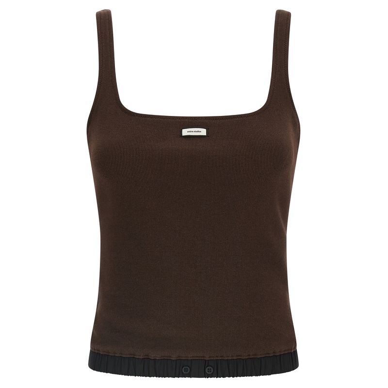 Entire Studios Brown Cotton Tank Women's Tops
